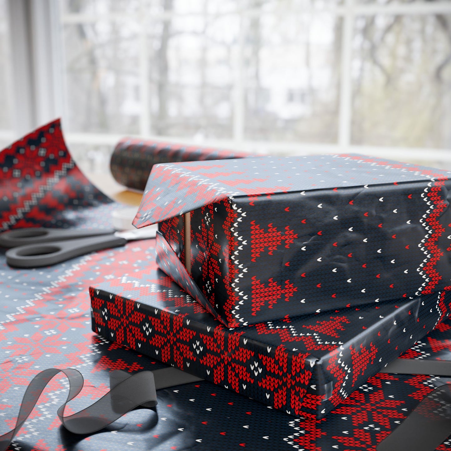 Festive Christmas Sweater Wrapping Paper Roll for Holidays