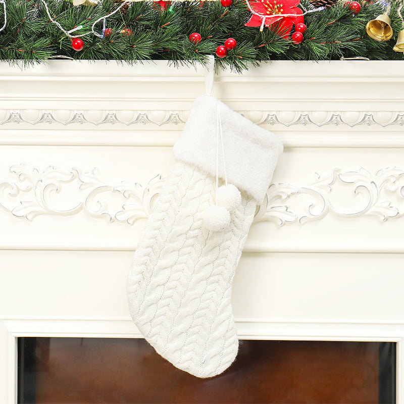 Christmas Decorations Knitted Wool Thick White Wool Socks Hotel Home Christmas Socks
