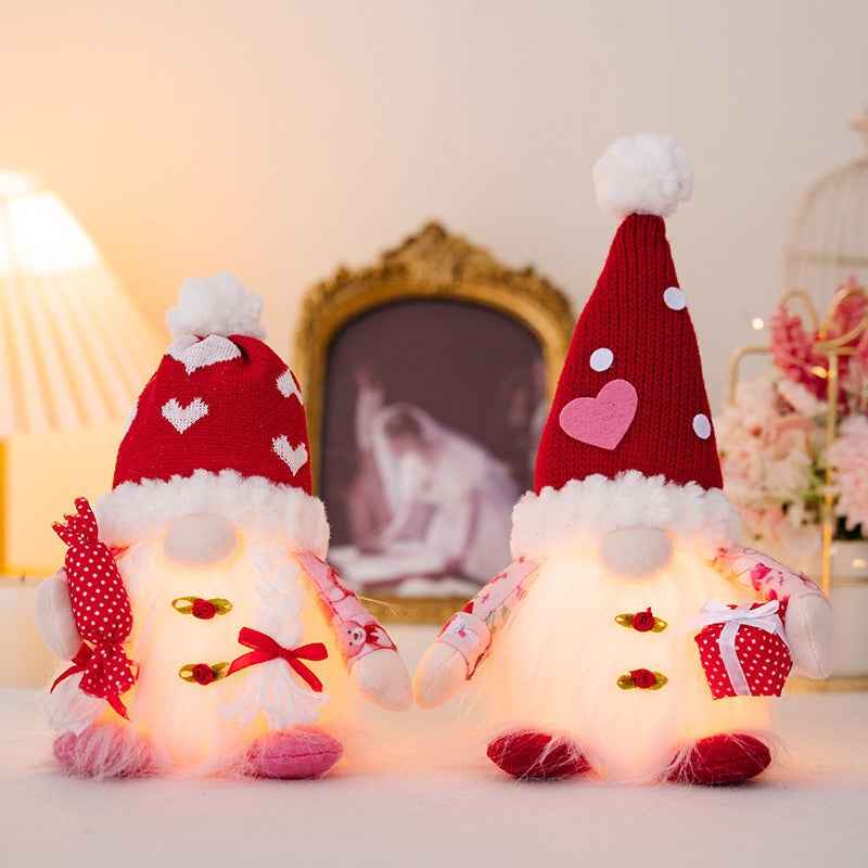 Couple's Love Dwarf Doll Ornament with Luminous Lights Doll Christmas Gift