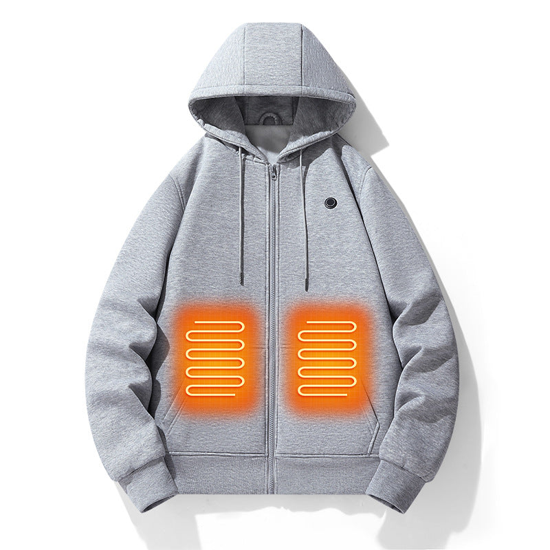 Zipper cardigan heating hoodie intelligent hooded five zone heating jacket outdoor warm electric clothing