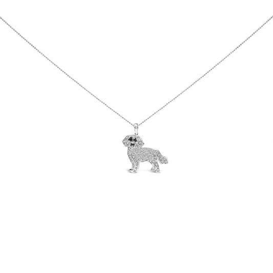 .925 Sterling Silver 1/3 Cttw White and Black Diamond Labrador Retriever Dog Pendant Necklace (I-J Color, I2-I3 Clarity) - 18" Inches