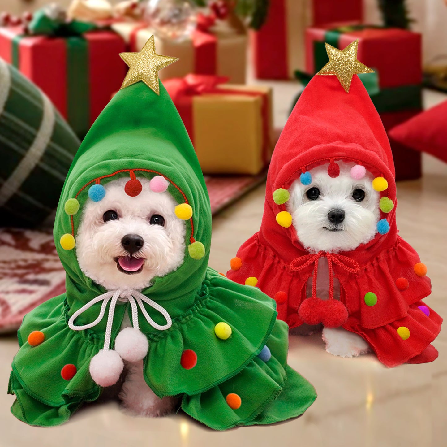 Christmas cloak pet dog outfit