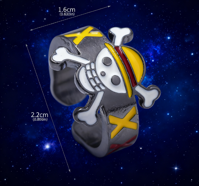 One Piece Anime peripheral skeleton pirate ship flag jewelry ring