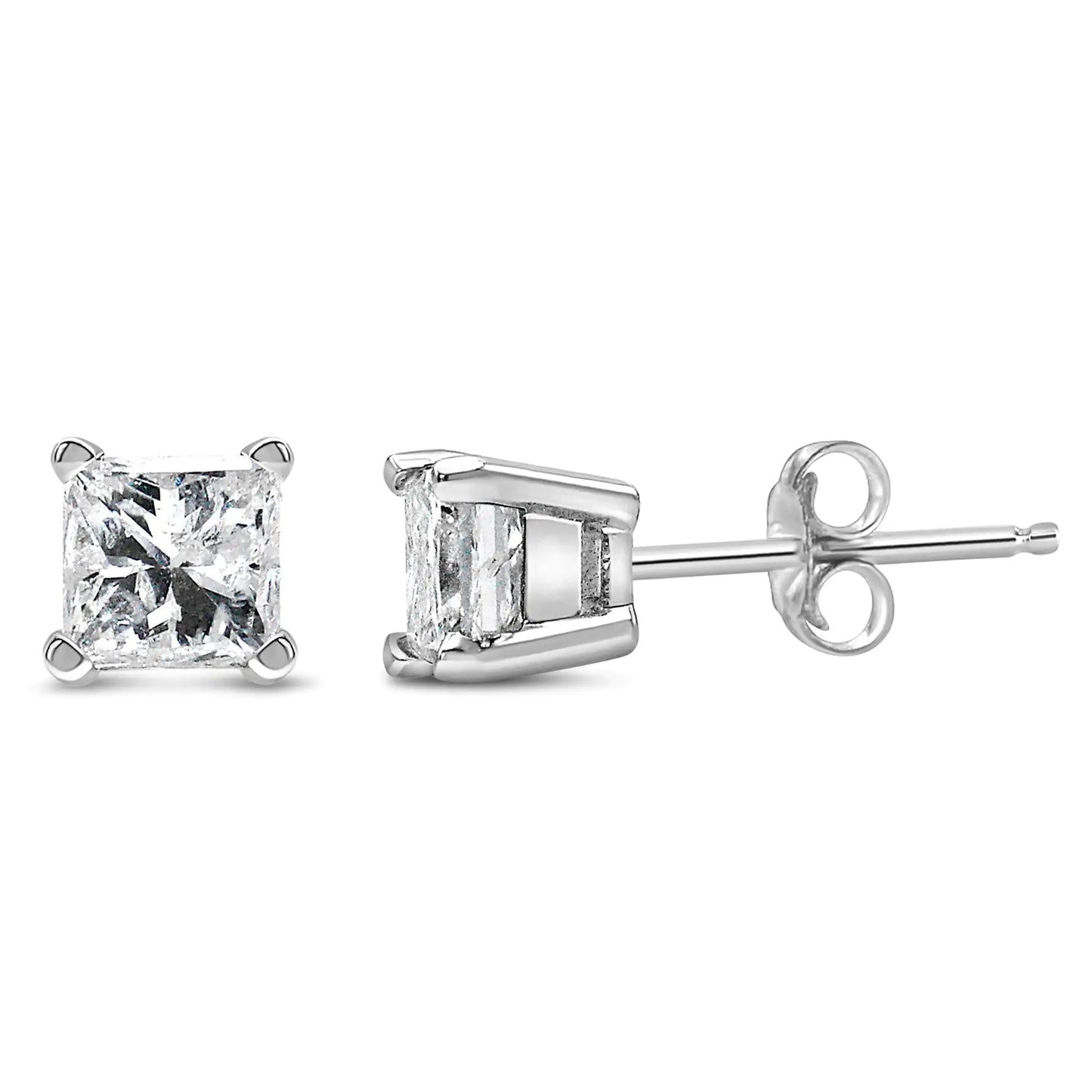 14K White Gold 1/10 Cttw Princess-cut Diamond Solitaire Stud Earrings (H-I Color, I1-I2 Clarity)