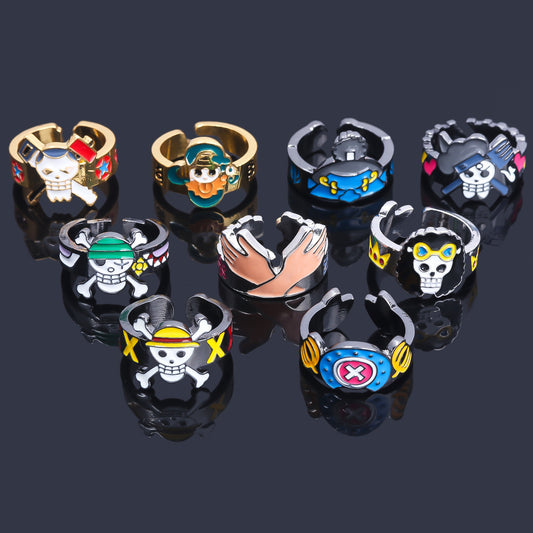 One Piece Straw Hat Pirates Ring - Luffy, Zoro, Sanji, Nami, Robin, Chopper Cosplay Finger Ring