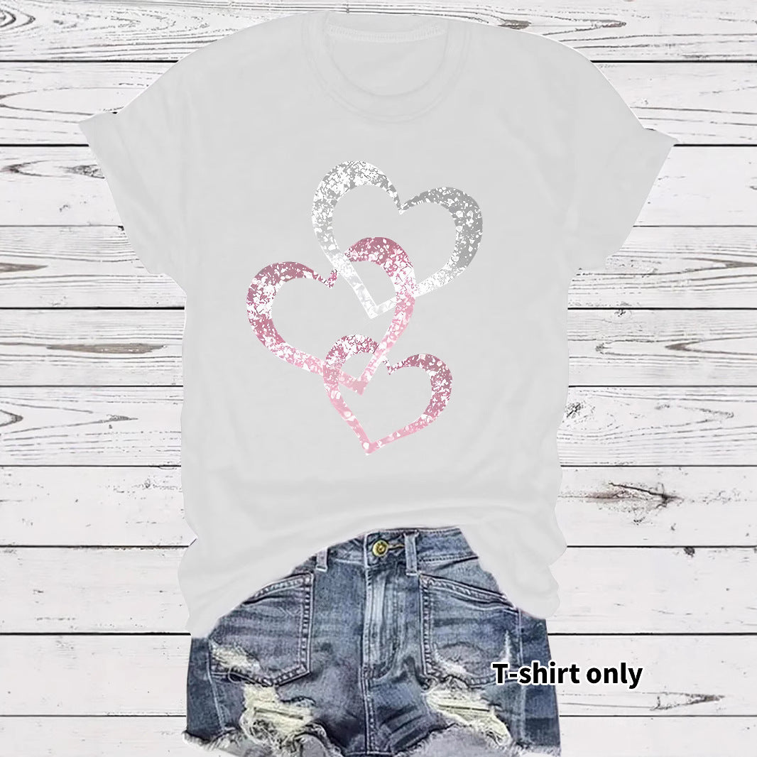 Short Sleeved Hearts T-Shirt Women's