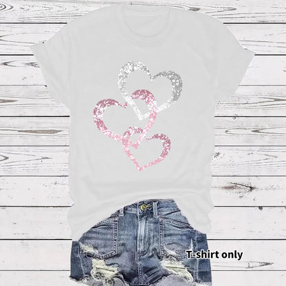 Short Sleeved Hearts T-Shirt Women's