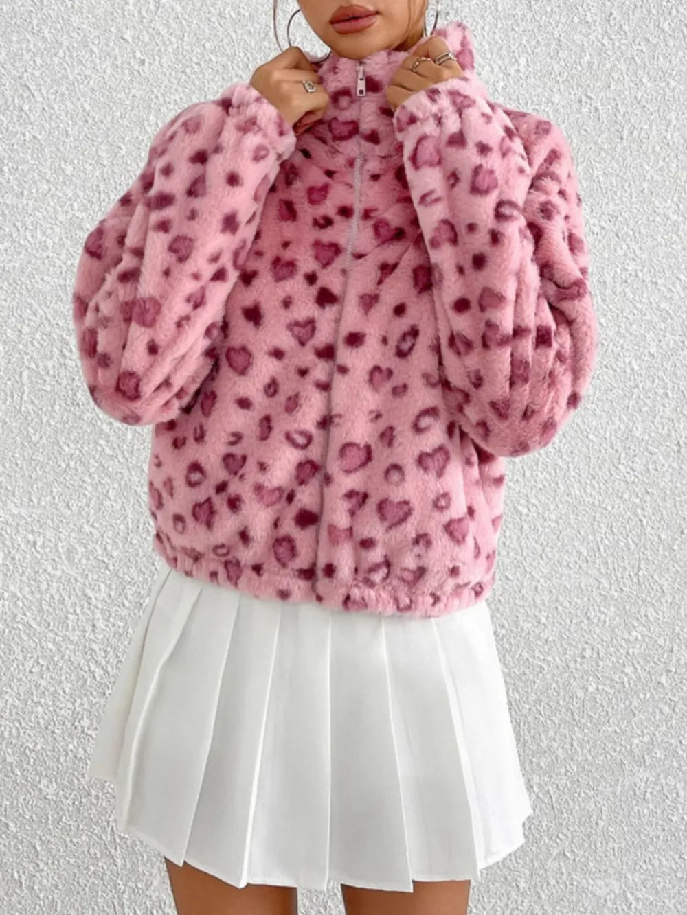 Zipper long sleeved jacket Valentine's Day