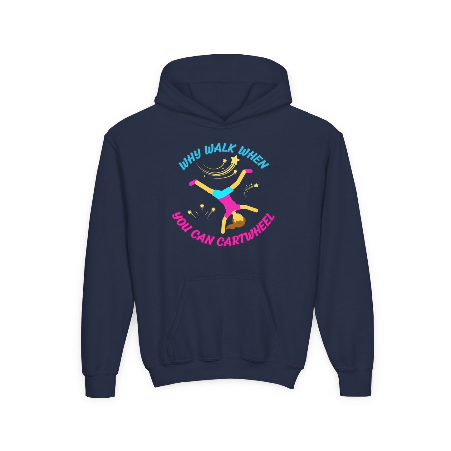 Colorful Youth Hoodie - 'Why Walk When You Can Cartwheel' - Fun Sweatshirt for Kids, Birthday Gift, Sportswear, Playful Style, [...]