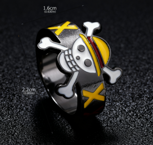 One Piece Anime peripheral skeleton pirate ship flag jewelry ring