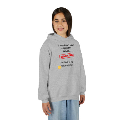 Sarcastic Answer Youth Heavy Blend Hooded Sweatshirt