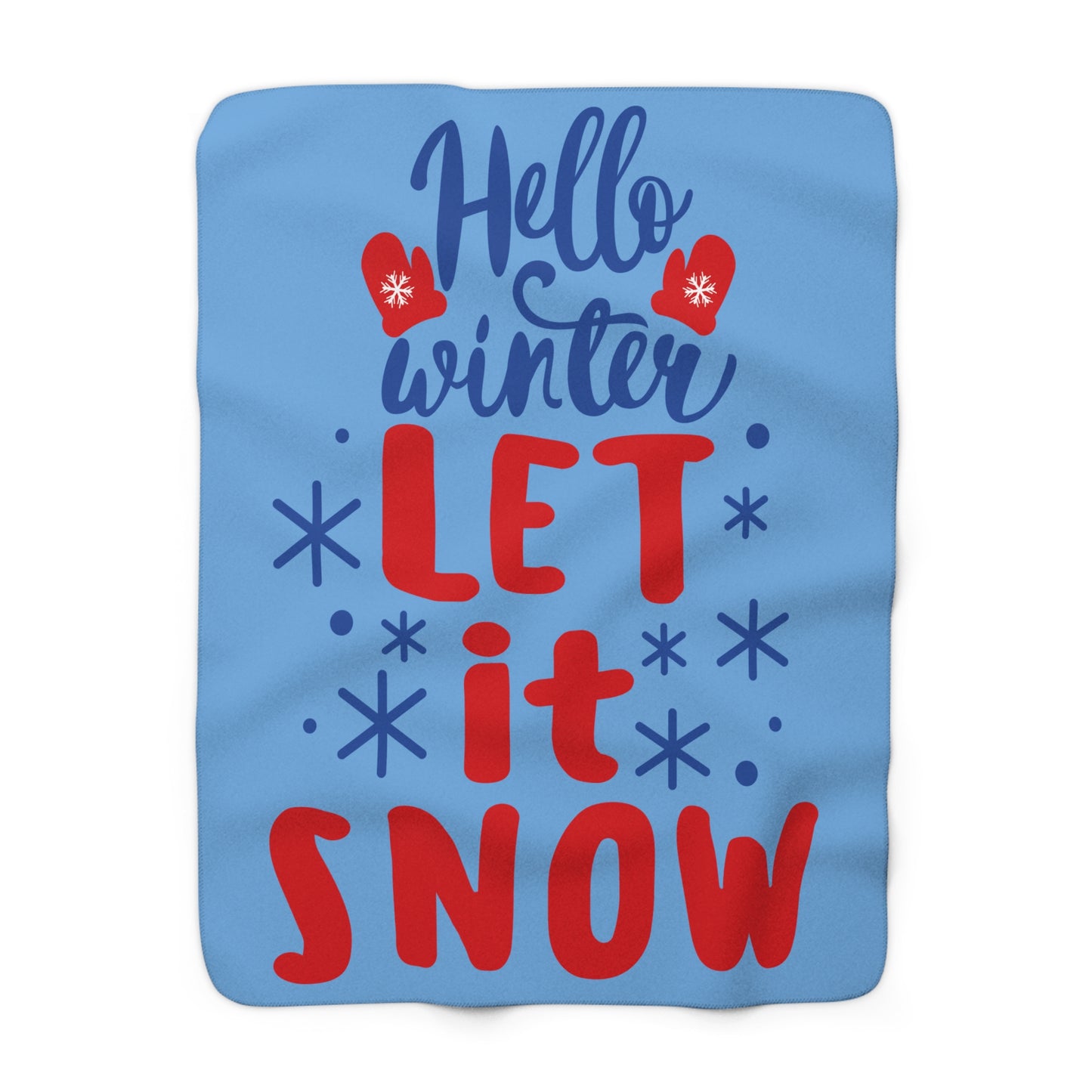 Hello Winter Sherpa Fleece Blanket - Cozy Let It Snow Throw for Cold Days