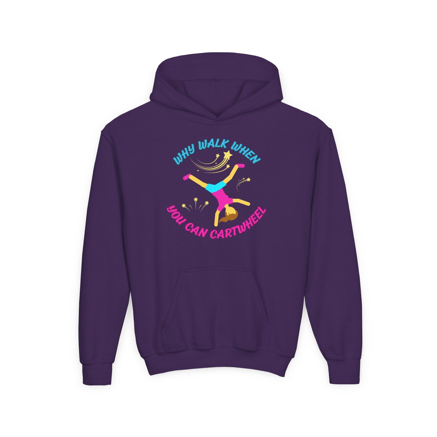 Colorful Youth Hoodie - 'Why Walk When You Can Cartwheel' - Fun Sweatshirt for Kids, Birthday Gift, Sportswear, Playful Style, [...]