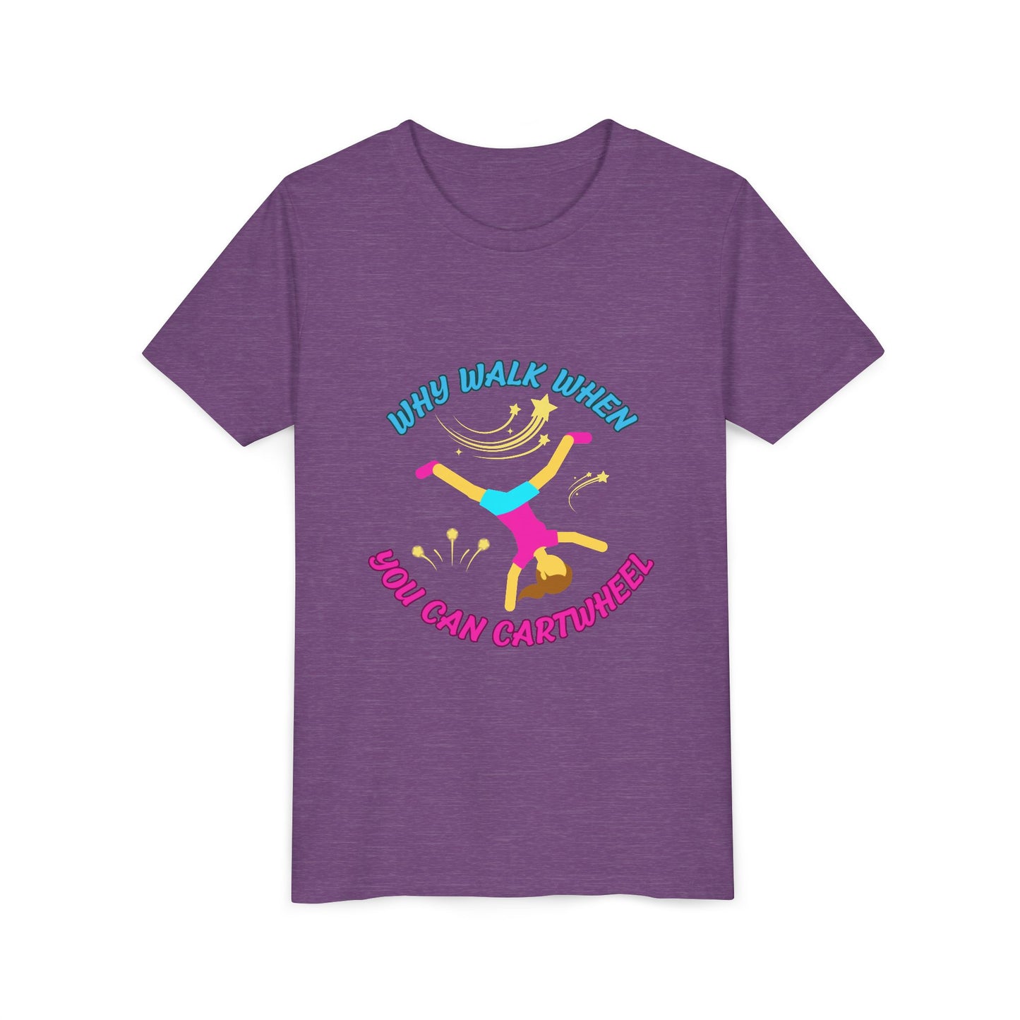 Why Walk When you Can Cartwheel Playful Youth Tee, Kids T-Shirt, Exercise Shirt, Birthday Gift, Gym Apparel, Fun Activity Top