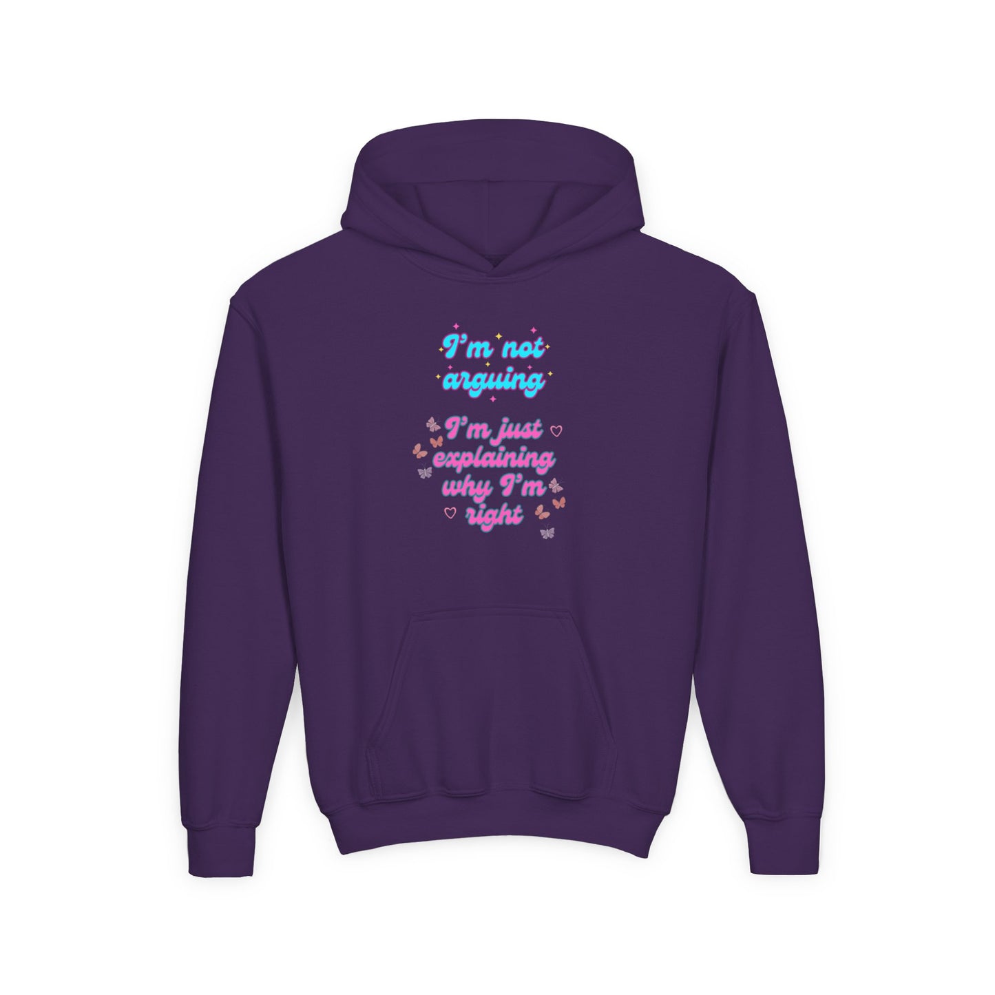 Funny Youth Hoodie - I'm Not Arguing, Just Explaining Why I'm Right | Gift, Casual Wear, Tween Fashion, Birthday, Humor Apparel
