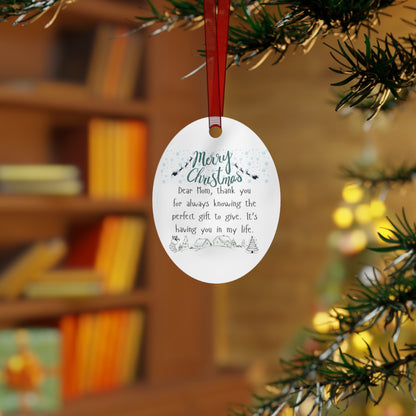 Merry Christmas Metal Ornament for Mom - Personalized Holiday Bell Decoration
