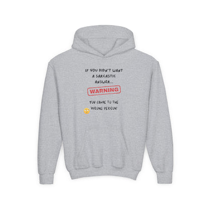 Sarcastic Answer Youth Heavy Blend Hooded Sweatshirt