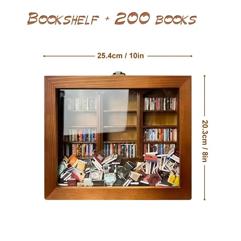 Anti-Anxiety Bookshelf Ornament Wooden Bookshelf Display Cabinet Stress Reliever Bookcase Desktop Decor for Book Lovers Gifts