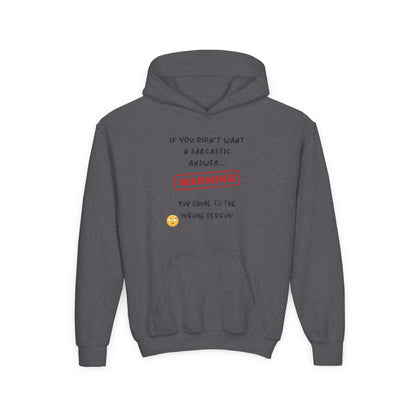 Sarcastic Answer Youth Heavy Blend Hooded Sweatshirt