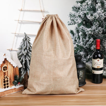 Christmas decorative items, Christmas printed linen gift bags, Santa Claus backpacks, candy bags, apple bags