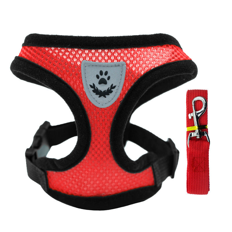 Adjustable pet harness set (small dogs/cats): vest, collar, leash. Fits French Bulldogs, Chihuahuas, etc.