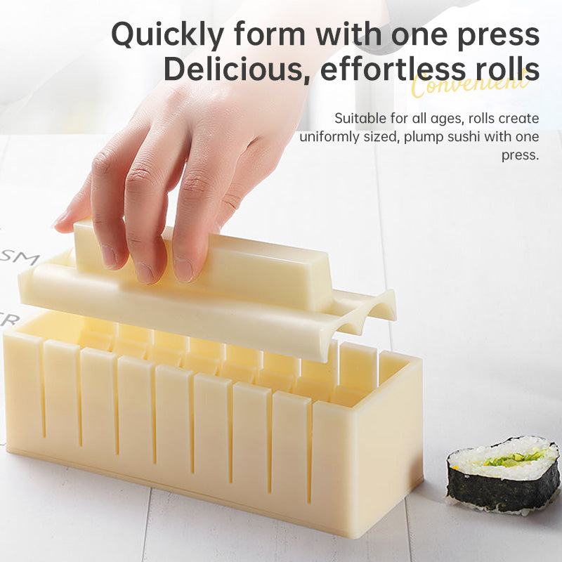 DIY Sushi Maker Kit with Plastic Molds for Rolls, Round, Square & Heart Shapes