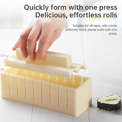 DIY Sushi Maker Kit with Plastic Molds for Rolls, Round, Square & Heart Shapes