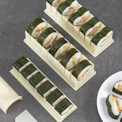 DIY Sushi Maker Kit with Plastic Molds for Rolls, Round, Square & Heart Shapes