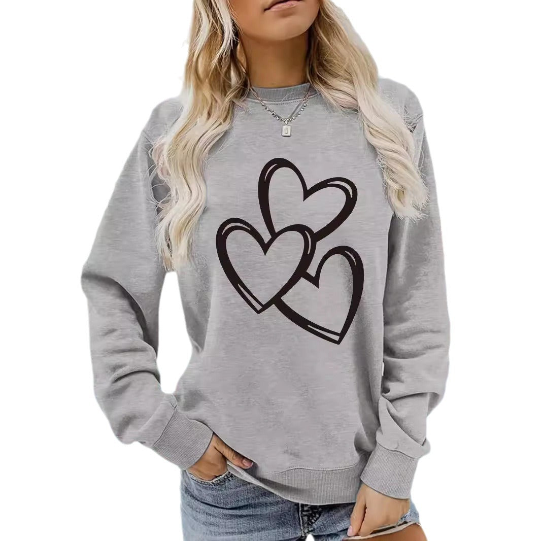 Women's Valentine's Day Printed Pullover Sweatshirt