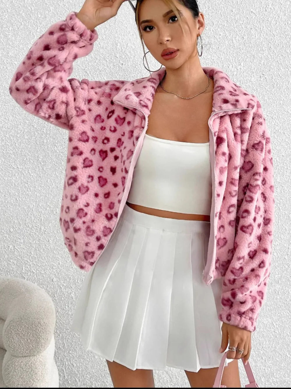 Zipper long sleeved jacket Valentine's Day