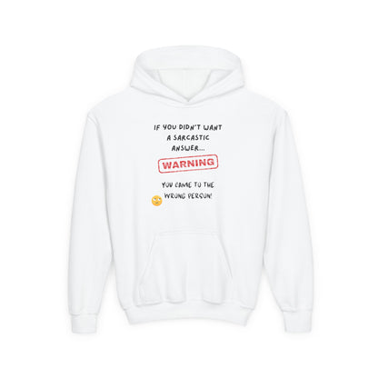 Sarcastic Answer Youth Heavy Blend Hooded Sweatshirt