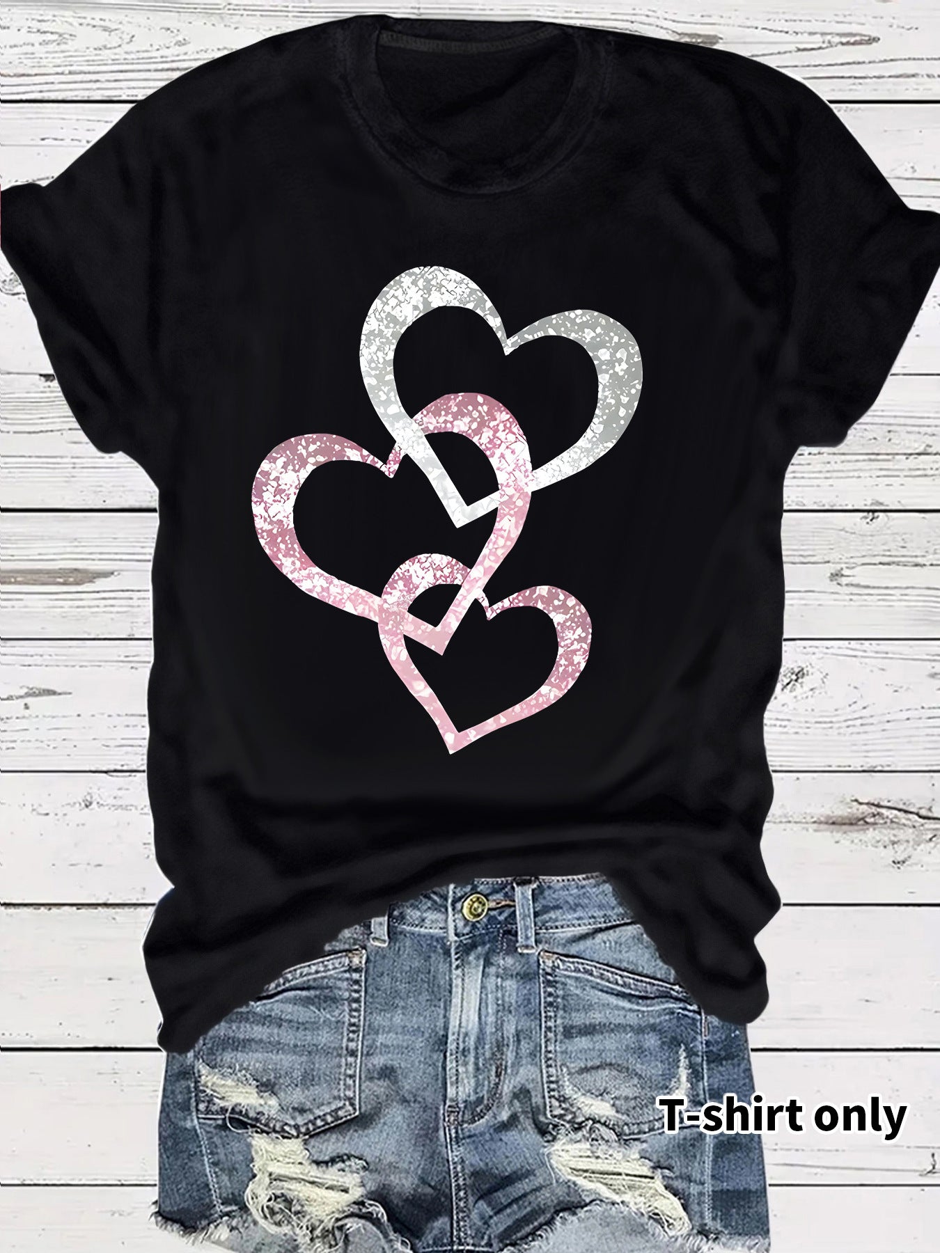 Short Sleeved Hearts T-Shirt Women's