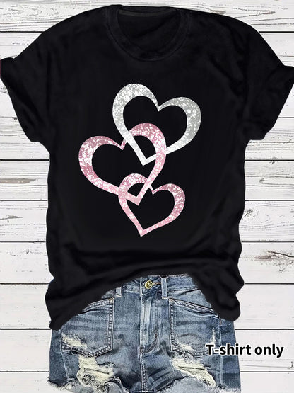 Short Sleeved Hearts T-Shirt Women's