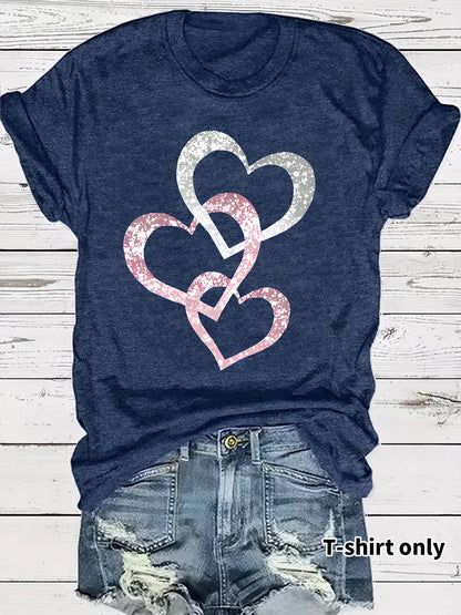Short Sleeved Hearts T-Shirt Women's