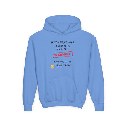 Sarcastic Answer Youth Heavy Blend Hooded Sweatshirt