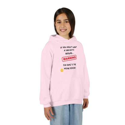 Sarcastic Answer Youth Heavy Blend Hooded Sweatshirt