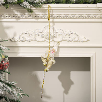 Christmas Decoration Santa Claus Rope Climbing Ornament Resin Santa Figurine Hanging Decorative Climbing Santa Decoration