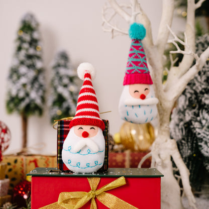 Christmas Decoration Cartoon Striped Pom-Pom Hanging Ornament Pointed Hat Old Man Head Tree Ornament