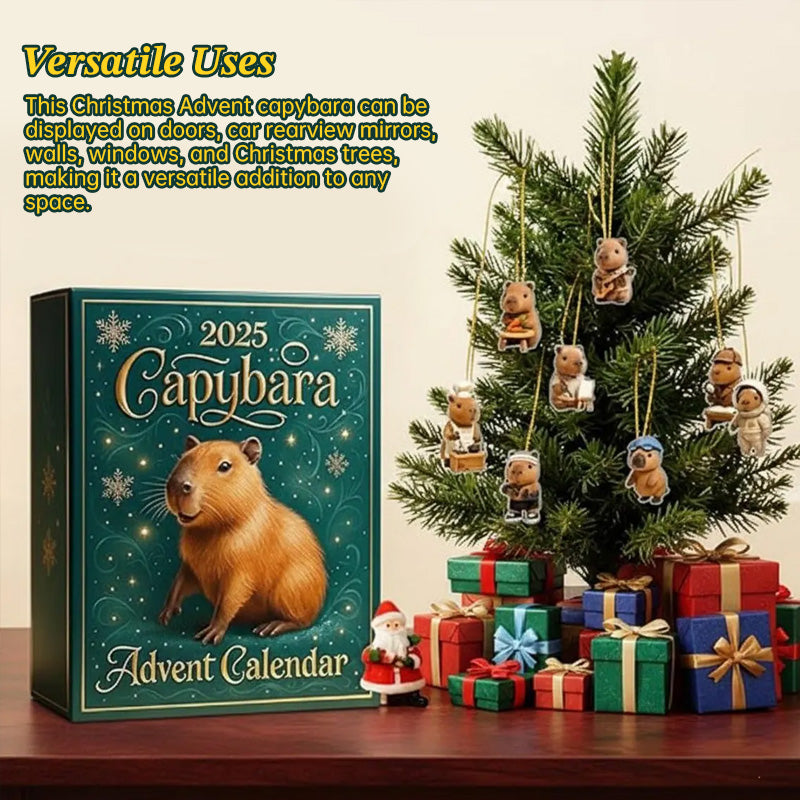 24-Day Capybara Advent Calendar with Hanging Pendants - Fun Christmas Countdown Party Gift for Kids & Adults