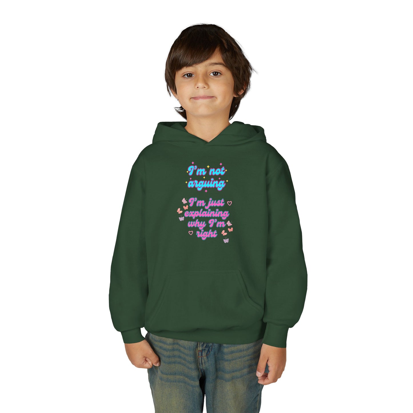 Funny Youth Hoodie - I'm Not Arguing, Just Explaining Why I'm Right | Gift, Casual Wear, Tween Fashion, Birthday, Humor Apparel