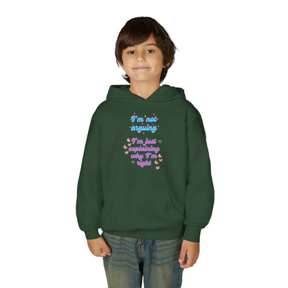 Funny Youth Hoodie - I'm Not Arguing, Just Explaining Why I'm Right | Gift, Casual Wear, Tween Fashion, Birthday, Humor Apparel