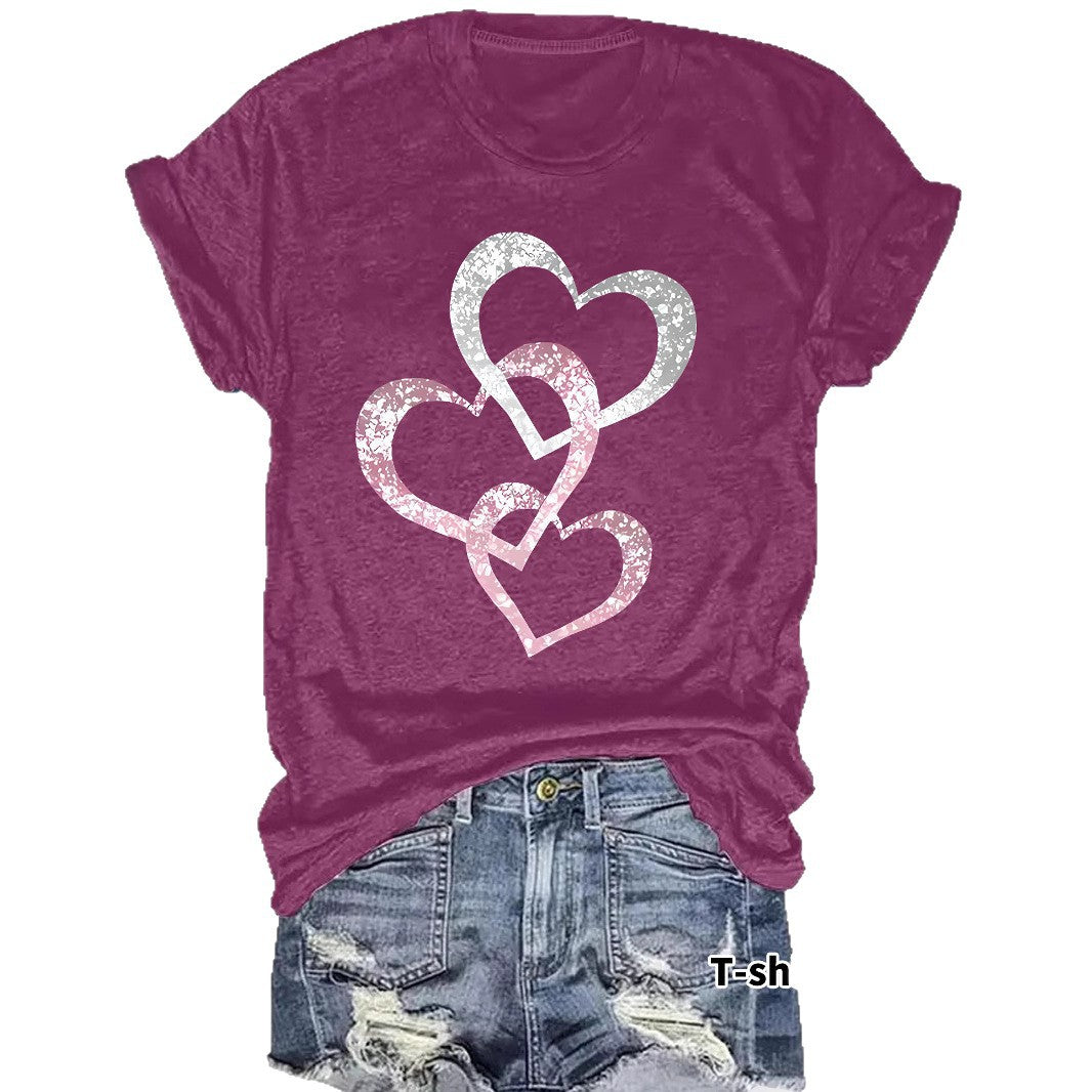 Short Sleeved Hearts T-Shirt Women's