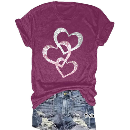 Short Sleeved Hearts T-Shirt Women's