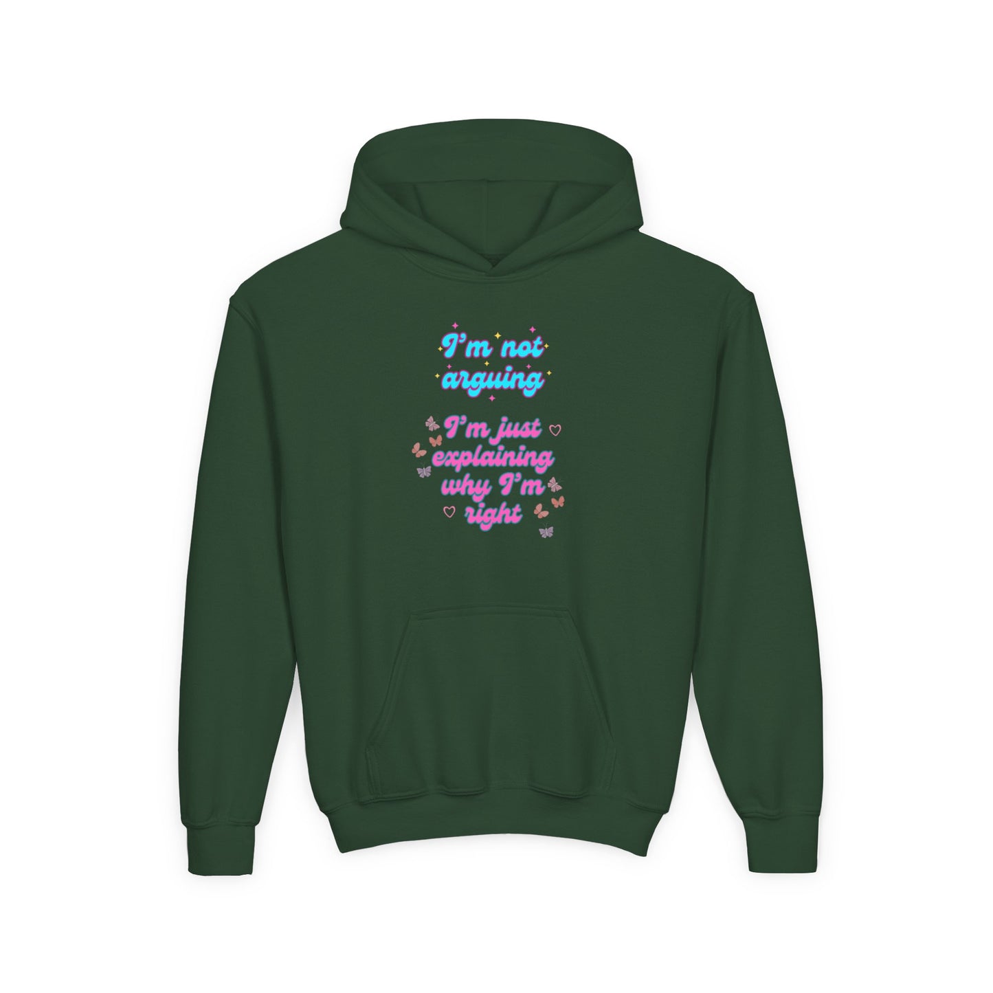 Funny Youth Hoodie - I'm Not Arguing, Just Explaining Why I'm Right | Gift, Casual Wear, Tween Fashion, Birthday, Humor Apparel