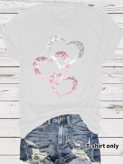 Short Sleeved Hearts T-Shirt Women's