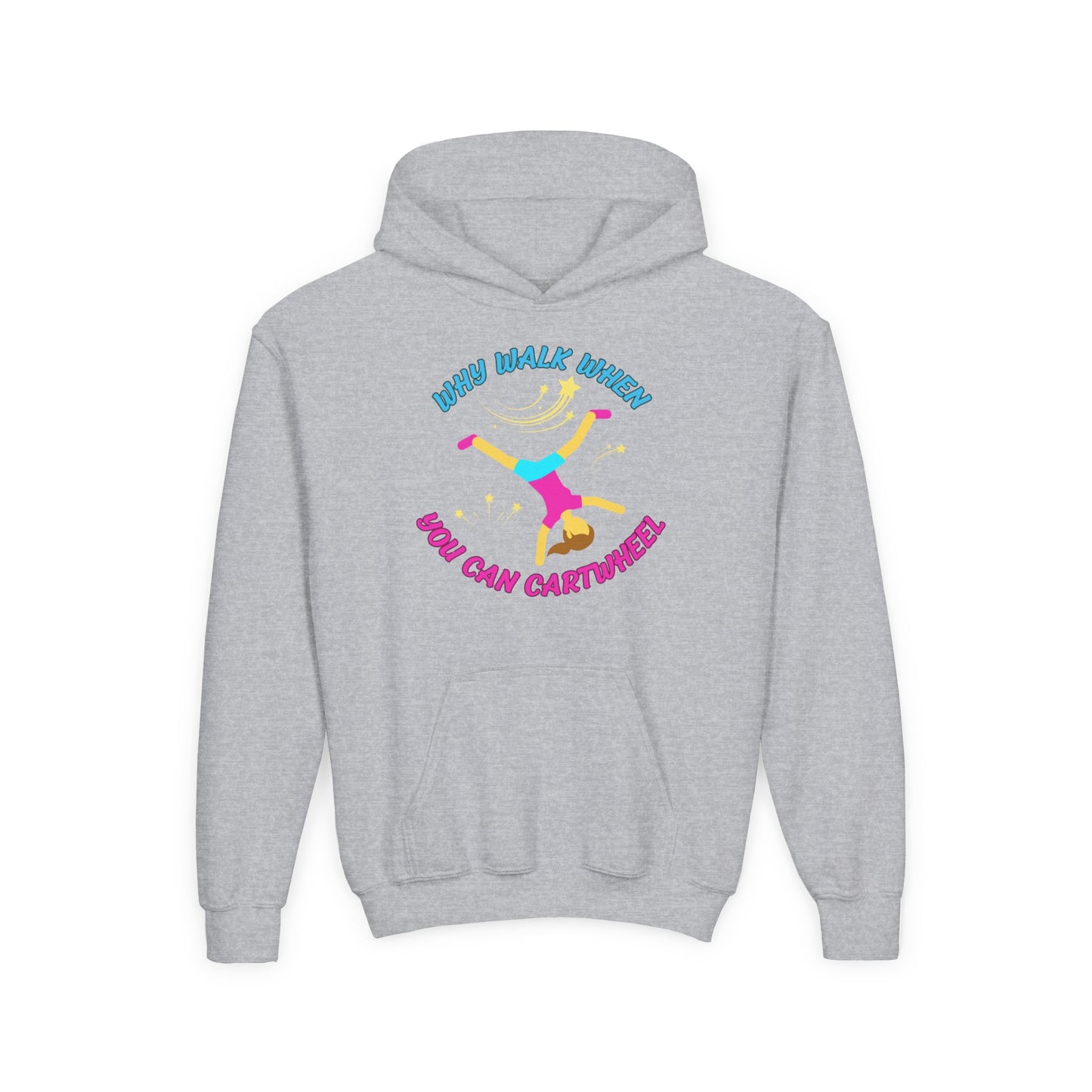 Colorful Youth Hoodie - 'Why Walk When You Can Cartwheel' - Fun Sweatshirt for Kids, Birthday Gift, Sportswear, Playful Style, [...]