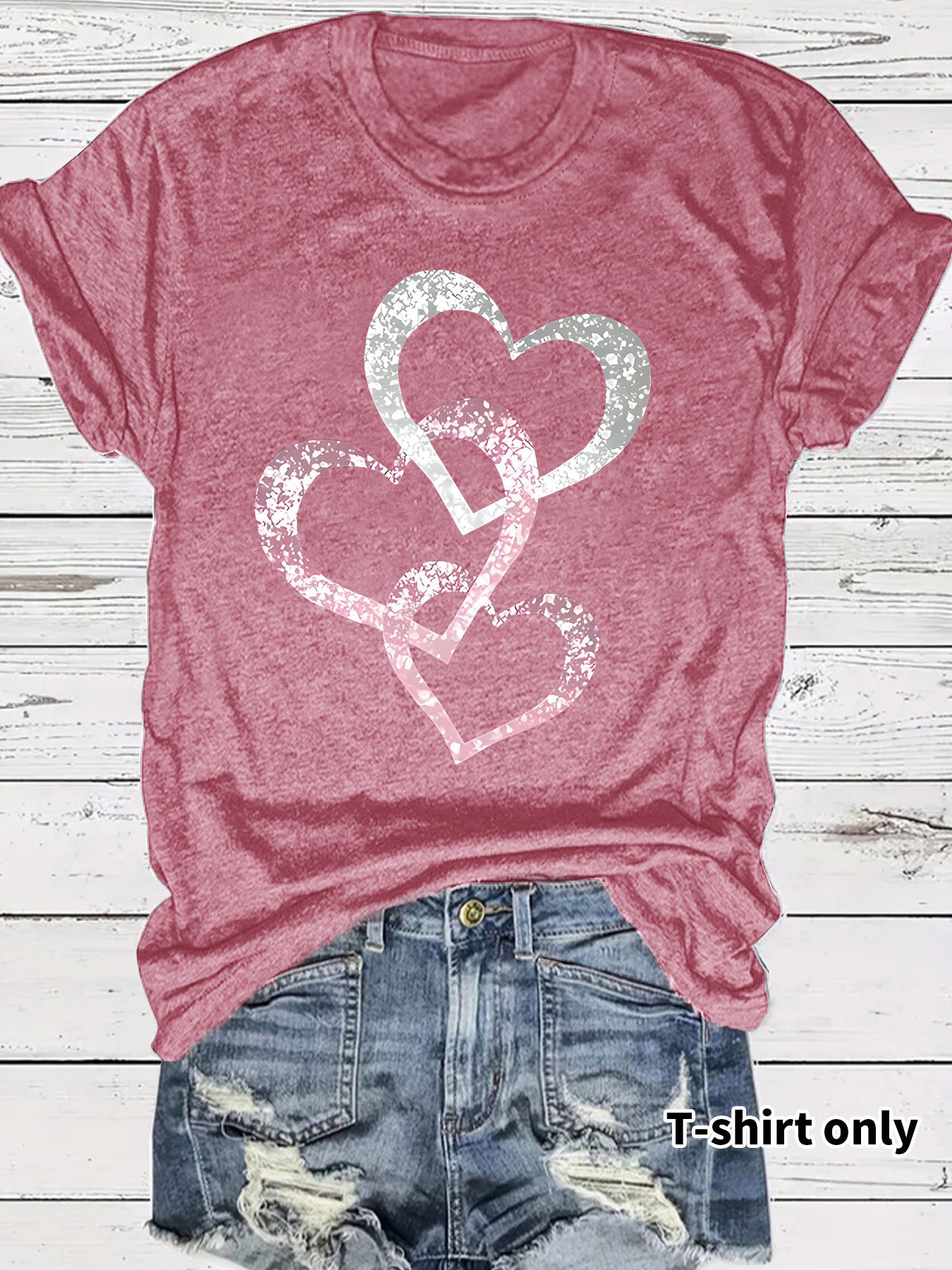 Short Sleeved Hearts T-Shirt Women's