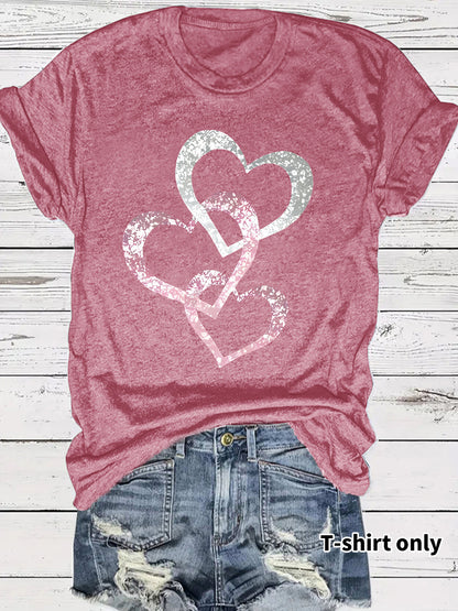 Short Sleeved Hearts T-Shirt Women's