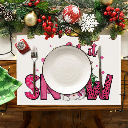 Cake linen placemat Christmas kitchen restaurant decoration insulation mat printed snowman table mat
