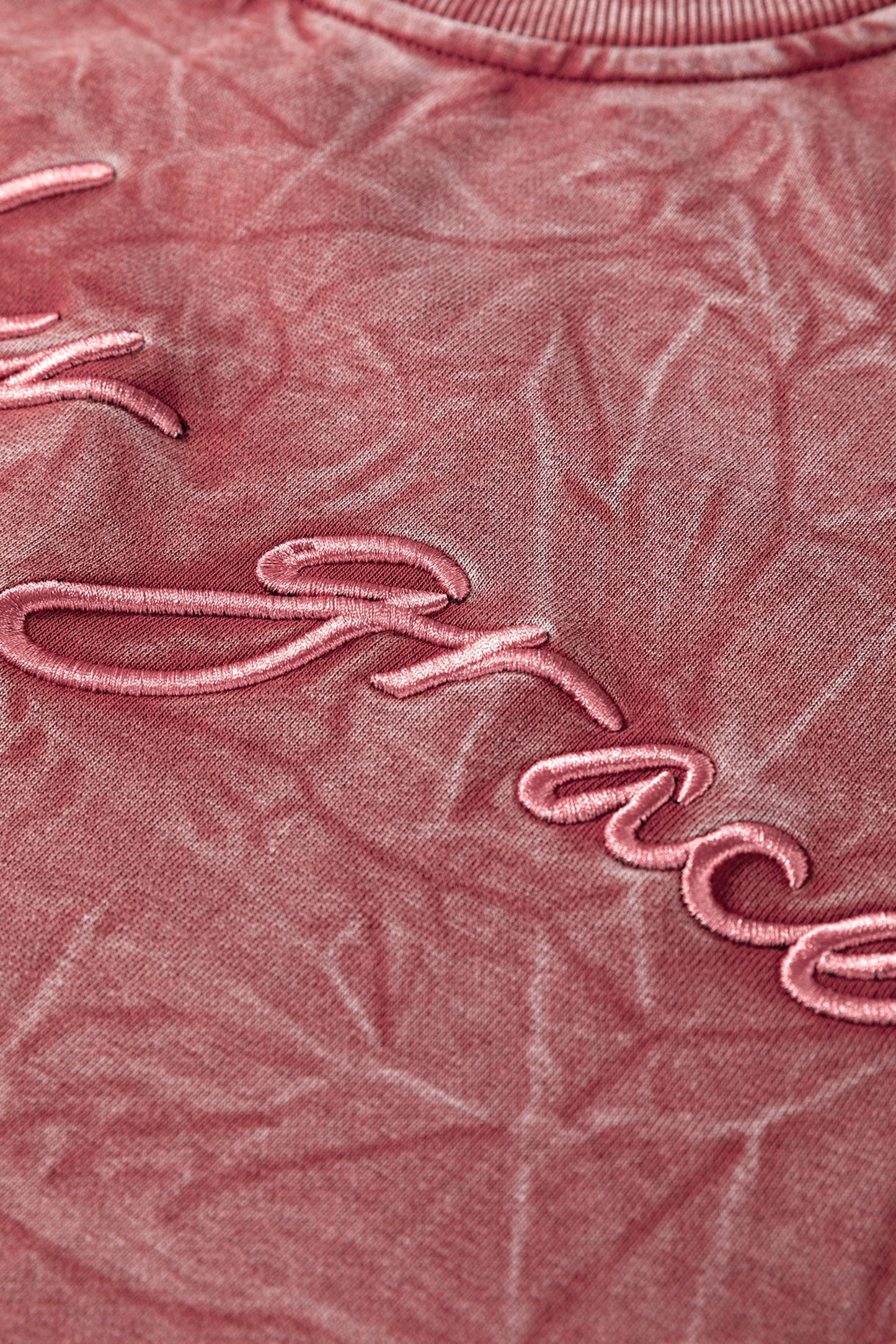 Mineral Red saved by grace Letter Embroidery Mineral Wash Loose Sweatshirt